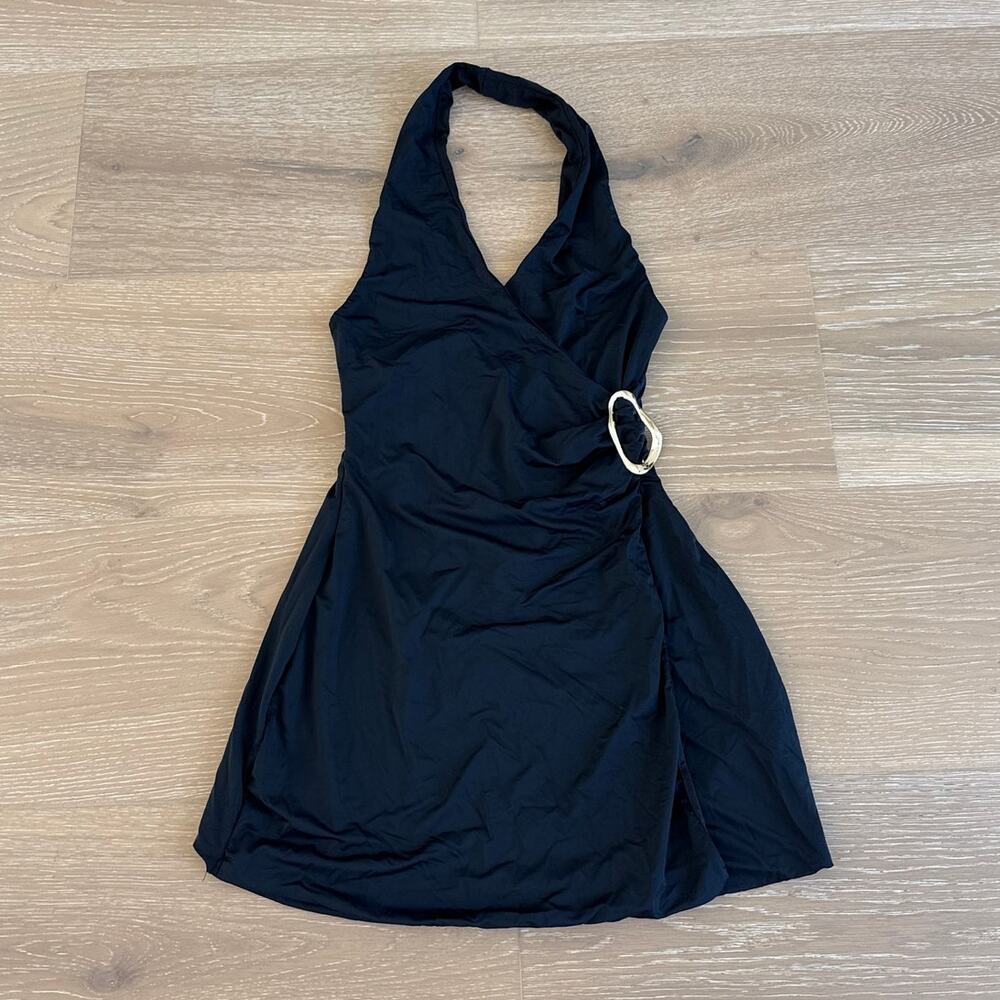 Thanne Mini Dress Halter Neck Size US 6 Black Gold